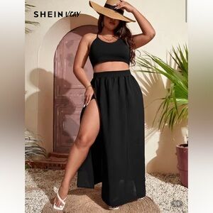SHEIN Black Maxi Skirt with Side Slit